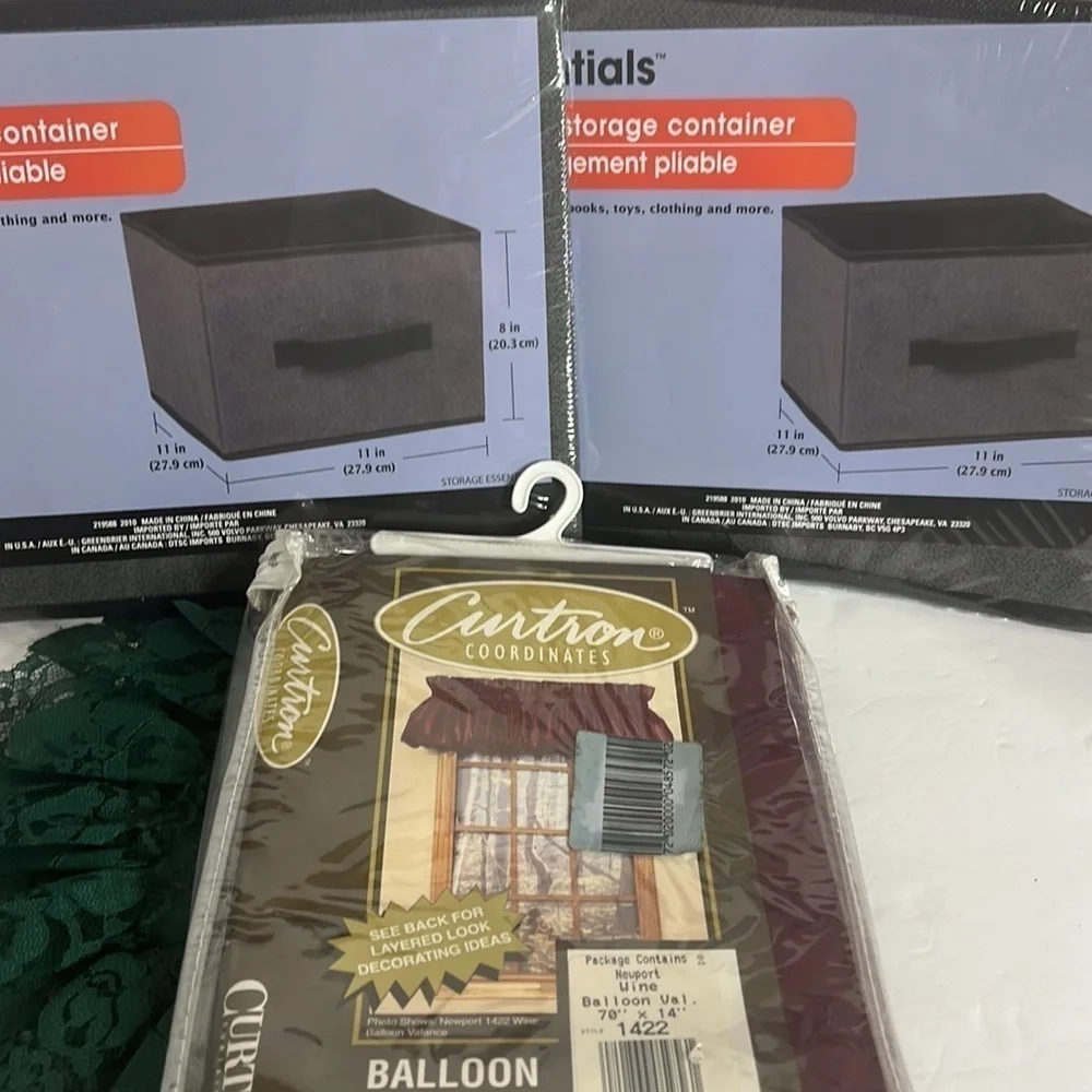 CURTRON COORDINATES BALLOON VALANCE AND ESSENTIALS STORAGE CONTAINERS